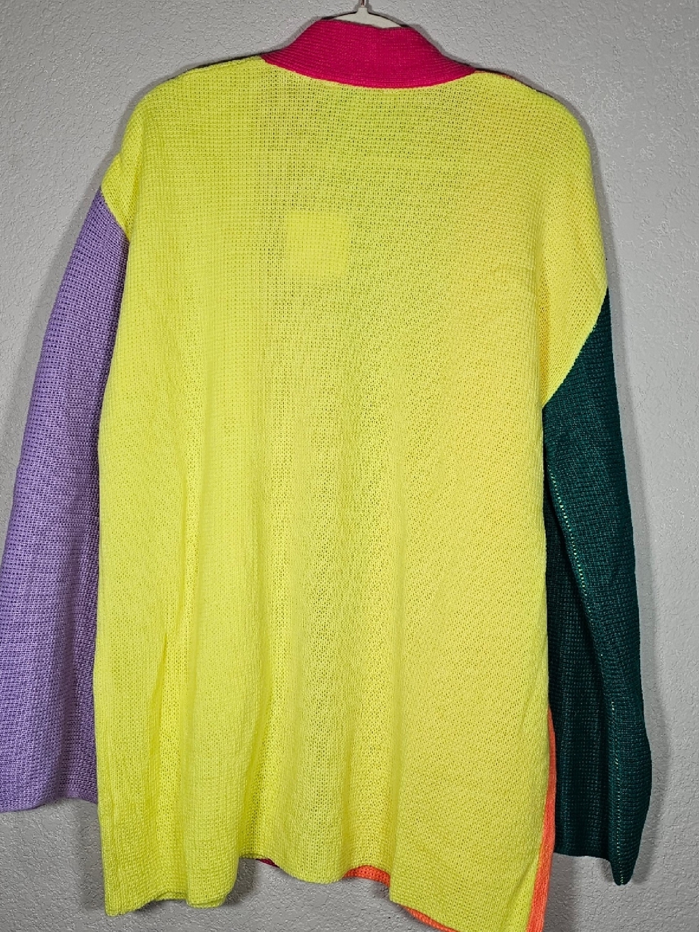 DAVI & DANI Neon Colorblock Cardigan - Hot Pink, Neon Yellow, Coral, Lilac - Picture 4 of 5